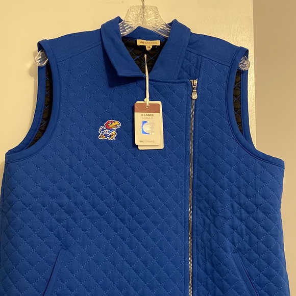 UG Apparel Women’s Blue KU Jayhawks Quilted Full Zip Vest - Picture 3 of 7